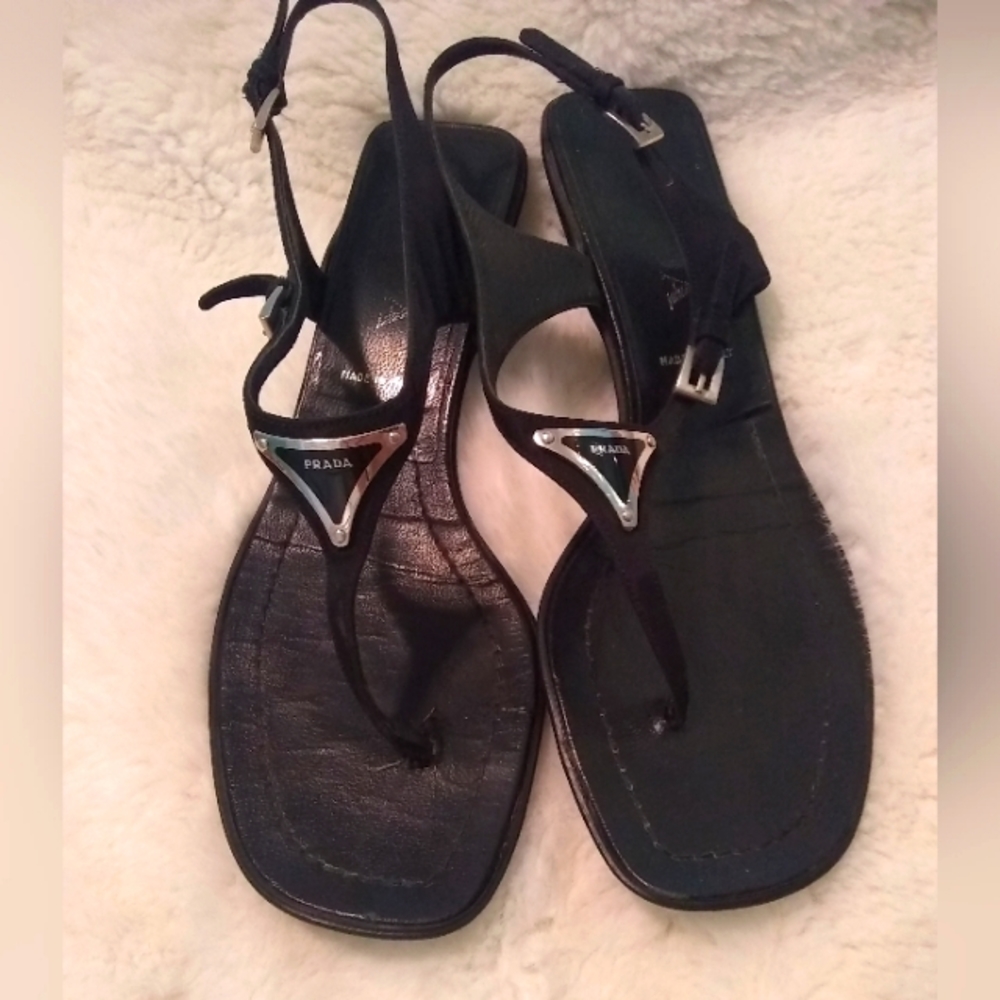 Prada Kitten Heel Leather Sandals